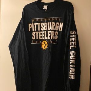 Pttsburg Steelers long sleeve shirt. Steel curtain is along the sleeve